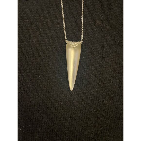 Alexis Bittar White Lucite & Silver Adjustable Long Necklace - Picture 2 of 3